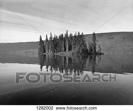 Reflection of cliffs and trees in Meziadin Lake, British Columbia, Canada View Large Photo Image Stock Image - Reflection of cliffs and trees in Meziadin Lake, British Columbia, Canada. Fotosearch
