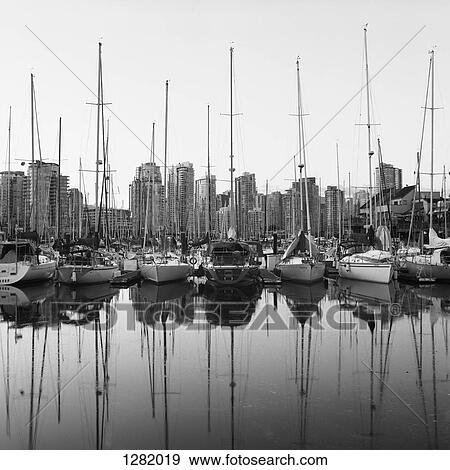 Skyscrapers and boats both reflected in water of marina in Vancouver, British Columbia, Canada View Large Photo Image Stock Photo - Skyscrapers and boats both reflected in water of marina in Vancouver, British Columbia, Canada. Fotosearch