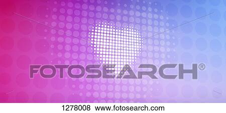 Stock Photo - Spotted heart against a pink and blue gradient background. Fotosearch