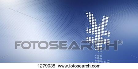 Spotted Yen sign against diminishing dot patterned background View Large Photo Image Stock Photography - Spotted Yen sign against diminishing dot patterned background. Fotosearch