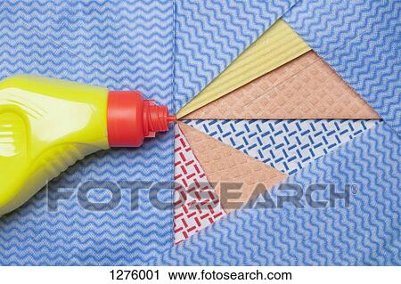 Squirt of a household cleaner represented by segmented cut-outs of dishcloths View Large Photo Image Stock Image - Squirt of a household cleaner represented by segmented cut-outs of dishcloths. Fotosearch