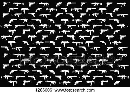 Stencils of various guns arranged in rows View Large Photo Image Stock Photograph - Stencils of various guns arranged in rows. Fotosearch