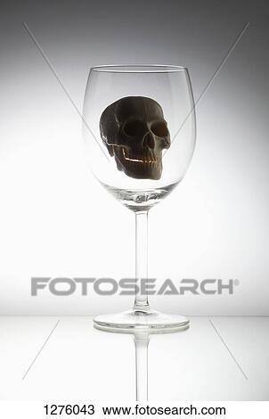 Toy skull in wine glass View Large Photo Image Stock Image - Toy skull in wine glass. Fotosearch