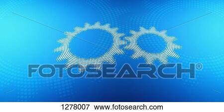 Two cogs against a blue background View Large Photo Image Stock Photo - Two cogs against a blue background. Fotosearch