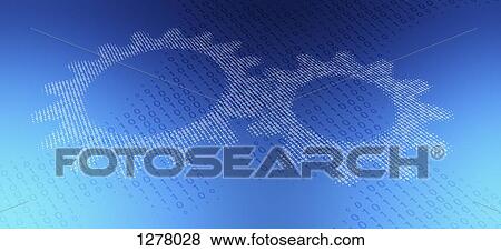 Two cogs in binary code against a blue background View Large Photo Image Stock Photo - Two cogs in binary code against a blue background. Fotosearch