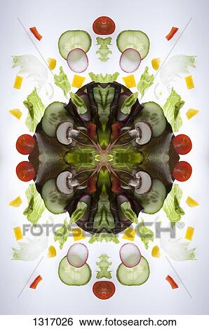 A digital composite of mirrored images of pieces of a mixed vegetable salad View Large Photo Image Stock Photograph - A digital composite of mirrored images of pieces of a mixed vegetable salad. Fotosearch