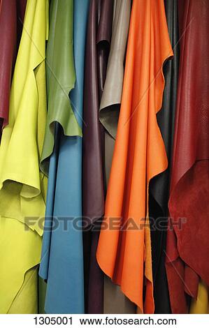 Close-up of various colors of leather textiles View Large Photo Image Stock Image - Close-up of various colors of leather textiles. Fotosearch