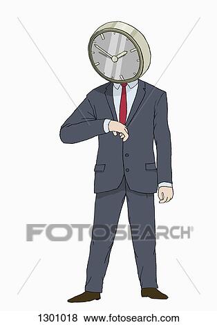 Illustration of businessman with clock head View Large Photo Image Stock Photo - Illustration of businessman with clock head. Fotosearch
