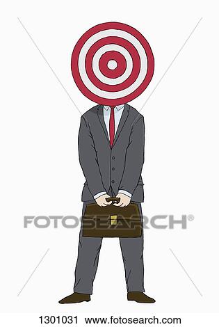 Illustration of businessman with target in front of his head View Large Photo Image Stock Image - Illustration of businessman with target in front of his head. Fotosearch