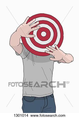 Illustration of man with target in front of his head View Large Photo Image Picture - Illustration of man with target in front of his head. Fotosearch