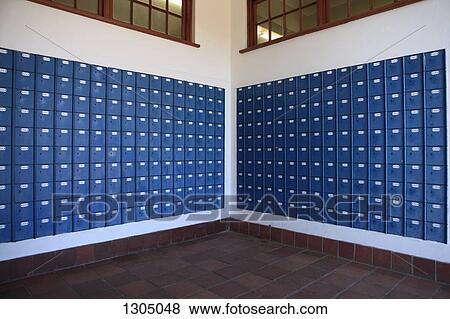 Locker room with blue lockers View Large Photo Image Stock Photo - Locker room with blue lockers. Fotosearch