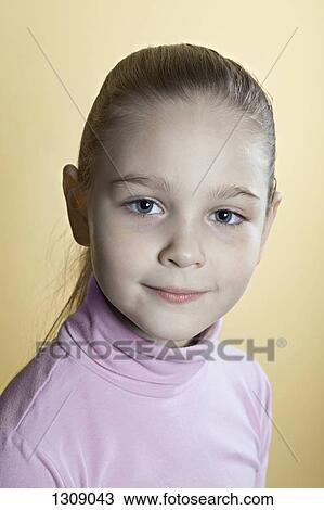 Stock Image - Portrait of girl, close-up. Fotosearch