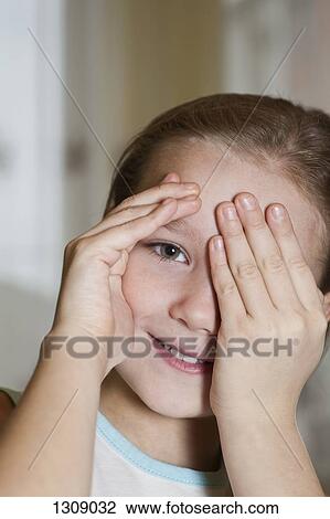 Portrait of girl smiling, close-up View Large Photo Image Stock Image - Portrait of girl smiling, close-up. Fotosearch