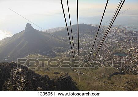 View of Cape Town and Lion's Head Mountain from cable car View Large Photo Image Stock Image - View of Cape Town and Lion's Head Mountain from cable car. Fotosearch