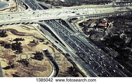 "Aerial view of traffic on highways in city, Beijing, China" View Large Photo Image Stock Image - "Aerial view of traffic on highways in city, Beijing, China". Fotosearch