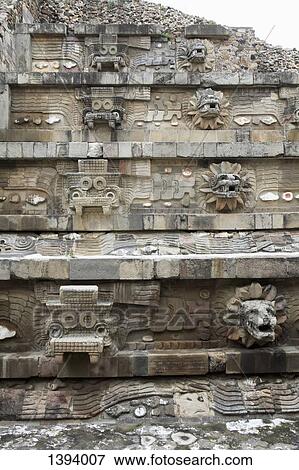 Carvings on Temple of Quetzalcoatl View Large Photo Image Stock Photo - Carvings on Temple of Quetzalcoatl. Fotosearch