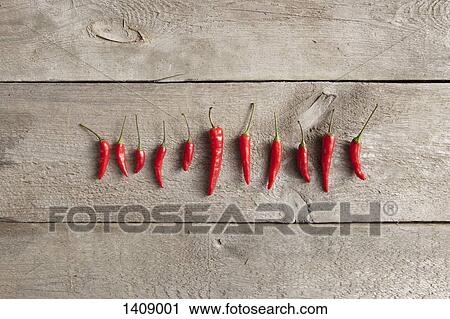 Directly above shot of red chili peppers arranged in row on wooden table View Large Photo Image Stock Image - Directly above shot of red chili peppers arranged in row on wooden table. Fotosearch