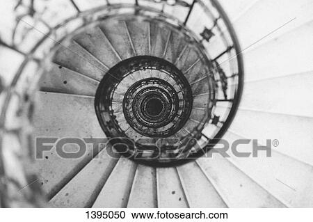 Stock Image - Directly above shot of spiral staircase in St. Stephen's Basilica. Fotosearch