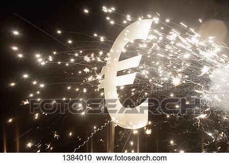 Euro symbol with fireworks at night View Large Photo Image Stock Image - Euro symbol with fireworks at night. Fotosearch