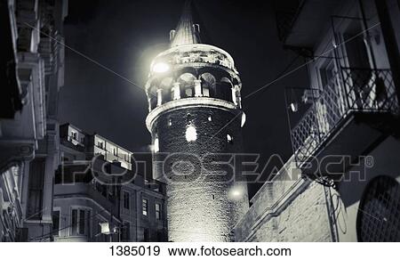 "Exterior of Galata Tower at night, Istanbul, Turkey" View Large Photo Image Stock Photo - "Exterior of Galata Tower at night, Istanbul, Turkey". Fotosearch