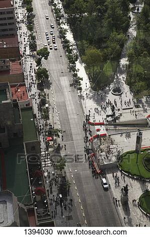 Stock Image - High angle view of city street. Fotosearch