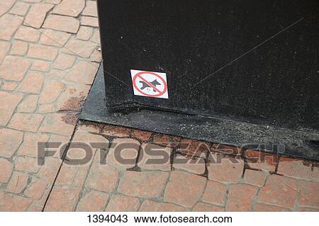 High angle view of no dogs allowed sign on metal on footpath View Large Photo Image Stock Image - High angle view of no dogs allowed sign on metal on footpath. Fotosearch