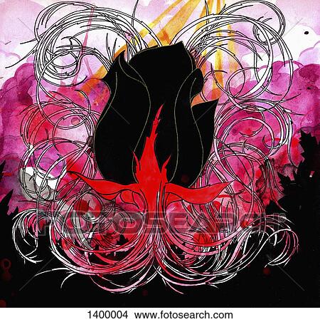 Illustration of black rose amidst colorful design View Large Illustration Stock Illustration - Illustration of black rose amidst colorful design. Fotosearch