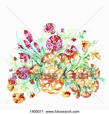 Clip Art - Illustration of flowers on white background. Fotosearch