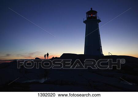 Stock Image - Silhouette lighthouse against clear blue sky. Fotosearch