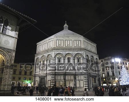 Tourists outside Florence Baptistery at night View Large Photo Image Stock Image - Tourists outside Florence Baptistery at night. Fotosearch