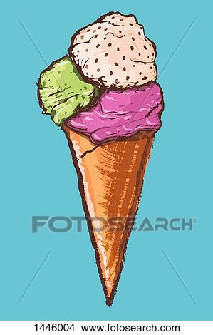 イラスト の アイスクリーム に対して 青い背景 イラスト Fotosearch