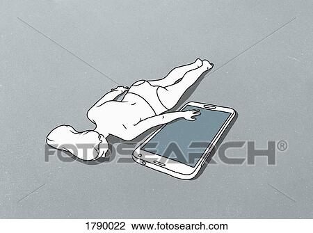 A female figure lying down with hand on a large mobile phone View Large Photo Image Stock Image - A female figure lying down with hand on a large mobile phone. Fotosearch
