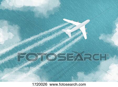 Aerial view of airplane flying over sea View Large Photo Image Stock Photograph - Aerial view of airplane flying over sea. Fotosearch