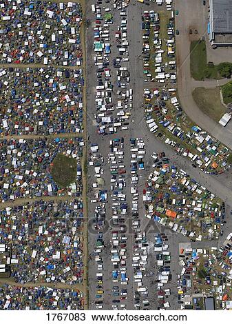 Stock Image - Aerial view of Southside Festival, Neuhausen ob Eck, Baden-Wuerttemberg, Germany. Fotosearch