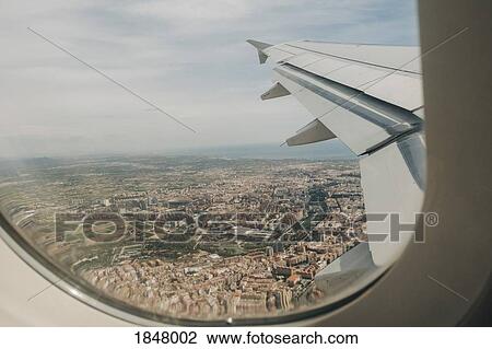 Aerial view of Valencia, Spain from airplane window View Large Photo Image Stock Image - Aerial view of Valencia, Spain from airplane window. Fotosearch