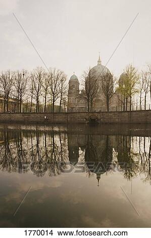 Berlin Cathedral along tranquil Spree River, Berlin, Germany View Large Photo Image Picture - Berlin Cathedral along tranquil Spree River, Berlin, Germany. Fotosearch