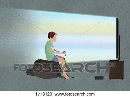 Boy playing video game at TV View Large Photo Image Stock Image - Boy playing video game at TV. Fotosearch