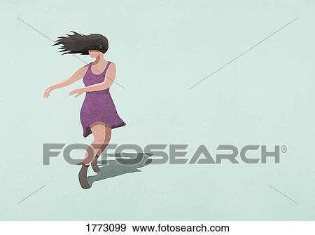 Carefree woman in dress dancing on blue background View Large Photo Image Stock Photo - Carefree woman in dress dancing on blue background. Fotosearch