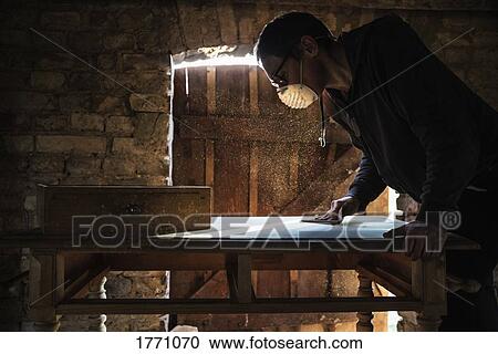 Carpenter sanding table in workshop View Large Photo Image Stock Image - Carpenter sanding table in workshop. Fotosearch