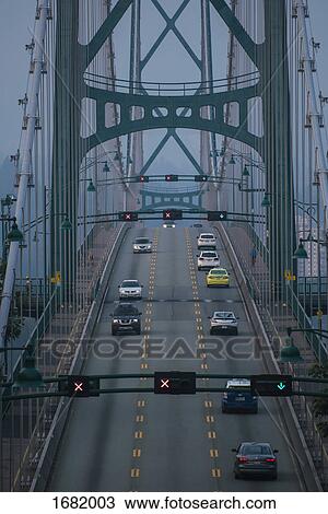 Cars moving on bridge at dusk View Large Photo Image Stock Image - Cars moving on bridge at dusk. Fotosearch