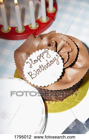 Chocolate birthday cake View Large Photo Image Stock Image - Chocolate birthday cake. Fotosearch