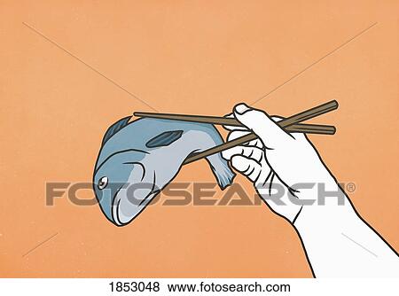 Chopsticks holding whole dead fish View Large Photo Image Stock Photo - Chopsticks holding whole dead fish. Fotosearch