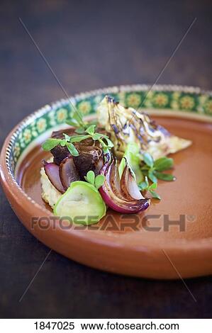 Close up gourmet, grilled shallot and beef appetizer View Large Photo Image Stock Photography - Close up gourmet, grilled shallot and beef appetizer. Fotosearch