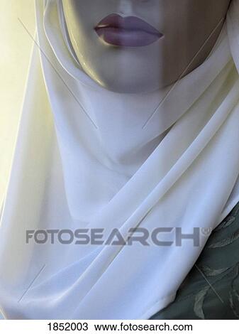 Stock Image - Close up mannequin wearing hijab. Fotosearch