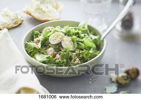 Stock Photograph - Close-up of salad in bowl on table. Fotosearch