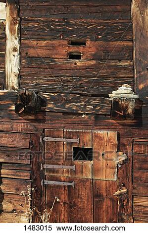 Closed door on wooden house View Large Photo Image Stock Photography - Closed door on wooden house. Fotosearch