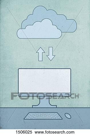 Cloud computing with desktop PC against blue background View Large Photo Image Stock Photography - Cloud computing with desktop PC against blue background. Fotosearch