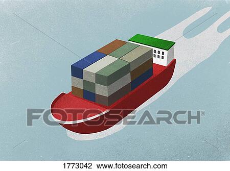 Container ship on ocean View Large Photo Image Stock Image - Container ship on ocean. Fotosearch