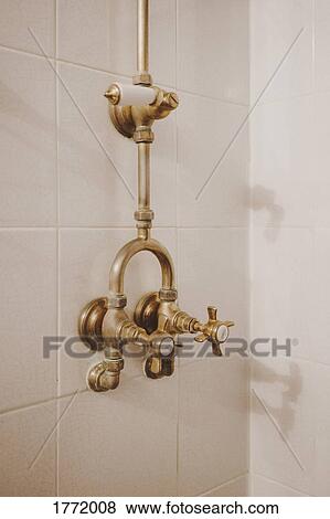 Copper shower handles View Large Photo Image Stock Photo - Copper shower handles. Fotosearch