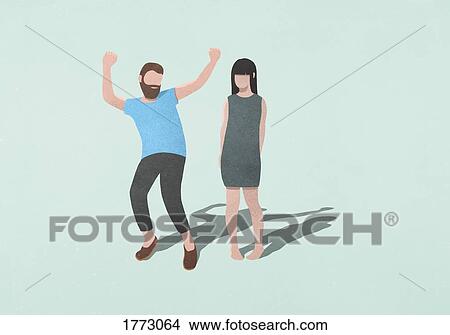 Picture - Couple dancing on blue background. Fotosearch